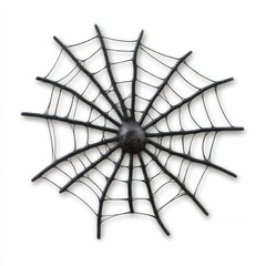 Obraz premium Halloween Decorative Black Spider Web Creepy Festive Ornament Isolated on White Background Backdrop
