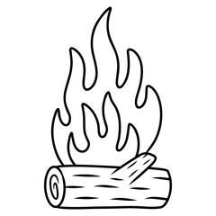 vector illustration of fire flames in wood