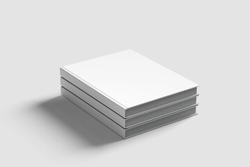 Hard cover book mock up isolated on white background. 3D rendering.