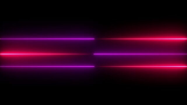 Abstract neon speed line animation. moving from left to right on black screen.Glowing neon line animatiom on black background. Abstract Light Effect Element Design