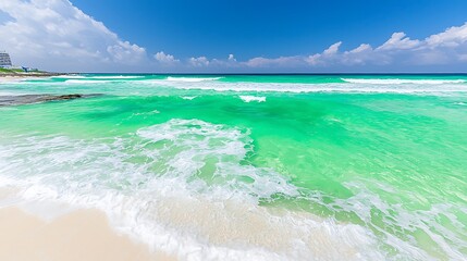 Serene Tropical Beach with Turquoise Water and White Sand Shoreline