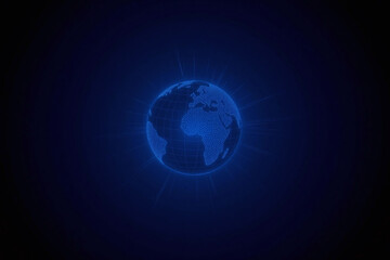 Fototapeta premium Globe made of blue dots lines dark blue background