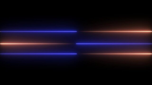 Abstract neon speed line animation. moving from left to right on black screen.Glowing neon line animatiom on black background. Abstract Light Effect Element Design