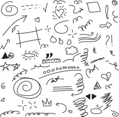 a set of doodles on a white background