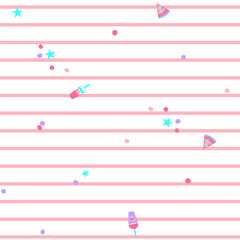 Textile design with ice cream pattern with ground stripe effect for fabric