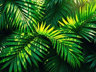 Obraz premium Tropical Palm Leaves Background Texture