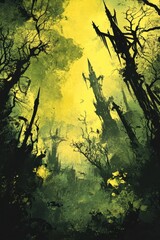 Fototapeta premium Dark Forest Landscape Art