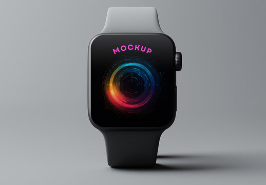 Smartwatch Mockup with Realistic Display, Modern Wearable Electronic Screen Device PSD, High-Quality Editable Watch S Design Template for UI/UX Showcase