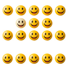 Pixel Art Smiley Faces: Emojis & Expressions isolated on transparent background