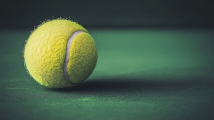 A high-resolution image of a tennis ball, intricate texture details, green background for sports design.