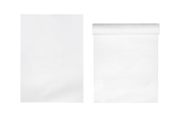 two sheet of paper or a4 paper fold isolated on white.