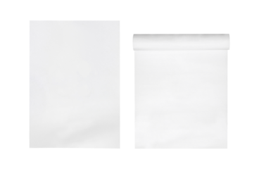 two sheet of paper or a4 paper fold isolated on white.