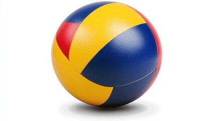 Beach volleyball ball with vibrant colors, smooth synthetic surface, top view, transparent PNG.