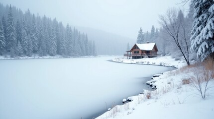 Frozen Winter Lake Scenery