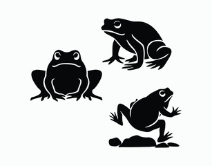 Black Toad Silhouette Collection Vector Template