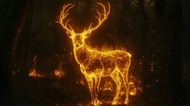 Glowing Deer in Forest