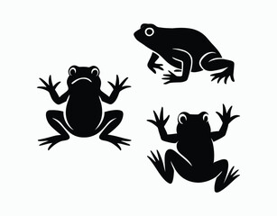 Simple Animal Toad Silhouette Collection Vector Template
