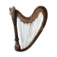 Torn and haunted angels harp isolated on transparent background