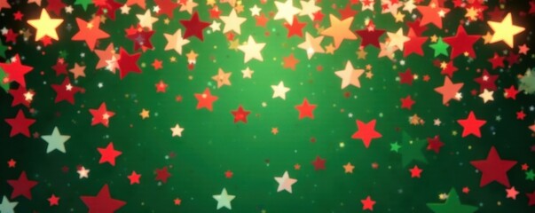 Seamless confetti of red, green & white stars, Christmas repeat , element, holiday pattern, backdrop