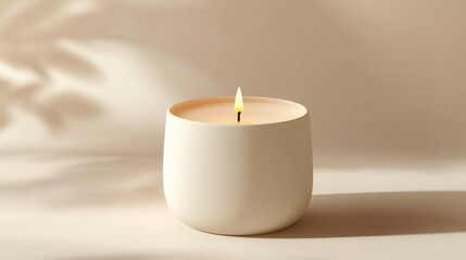 Minimalist Candle on Soft Background for Relaxation and Calmness