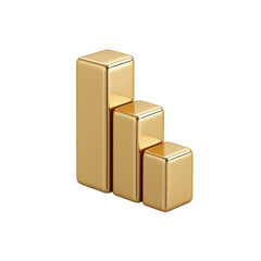 Obraz premium golden bar chart representing growth and progress in sleek design. This 3D illustration showcases three ascending bars, symbolizing success and achievement