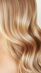 Fototapeta premium Smooth wavy blonde hair with golden tones and shine