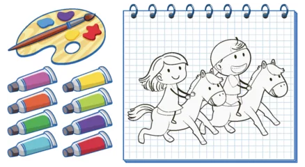 Fototapete Creative Kids Riding Horses Illustration © GraphicsRF