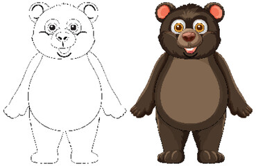 Cute Bear Illustration with Outline