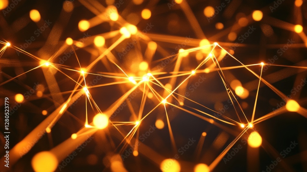 Poster interconnected network of glowing nodes and lines for communication