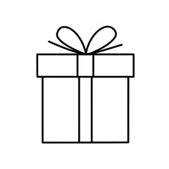 Simple Gift Illustration: a simple line art drawing of a gift box, with ribbon. perfect for minimalist design.