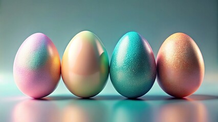 Pastel Easter Eggs with Smooth Gradients & Serene Decor - Spring Holiday Stock Photo