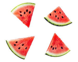 Four Slices of Fresh Watermelon Arranged on a Transparent Background for Summer Refreshment