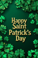 St Patrick's Day message with bright shamrocks and greenery for a festive backdrop, Ireland Saint Patrick's festivity, St Patrick advertising banner