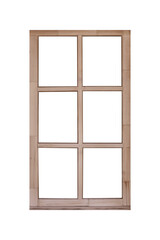 Modern wooden window wing divided into six transparent panes, featuring a sleek and minimal design, ideal for contemporary architecture and interior styling.