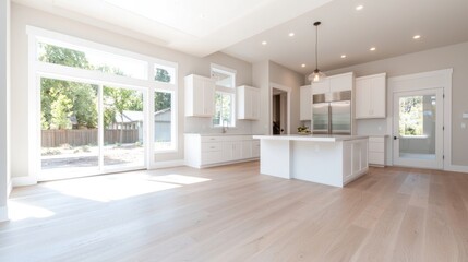 Modern Kitchen with Backyard View, Bright Interior, Ideal for Showcase