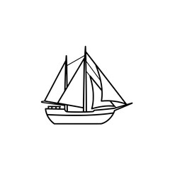 Sailing into Simplicity: A minimalist line drawing depicts a classic sailboat, its sails billowing gently.