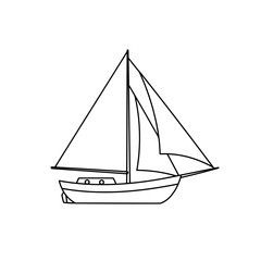 Sailboat Silhouette: A simple yet elegant line drawing of a classic sailboat, its sails billowing, offering a sense of adventure, freedom and maritime charm.