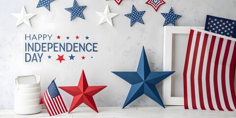 Obraz premium A modern and minimalist vector celebrating Independence Day with red, white, and blue colors