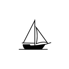 Sailing Icon: A minimalist, clean black and white icon of a sailboat, perfect for nautical designs or travel themes.