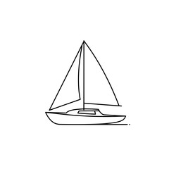 Sailing Silhouette: A minimalist outline of a sailboat glides on tranquil waters, inviting viewers to imagine the gentle sway of waves and the thrill of open waters.