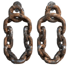 Fototapeta premium Rusty and cursed iron shackles isolated on transparent background