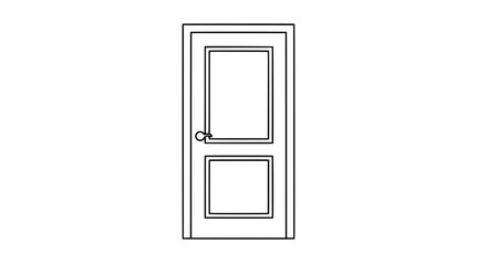 Architectural Silhouette: A meticulously drawn outline of a classic two-panel door. It evokes a sense of simple elegance and serves as a symbol of transitions and possibilities.