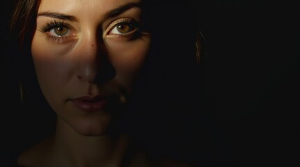 Fototapeta premium Woman's Face in Shadow and Light