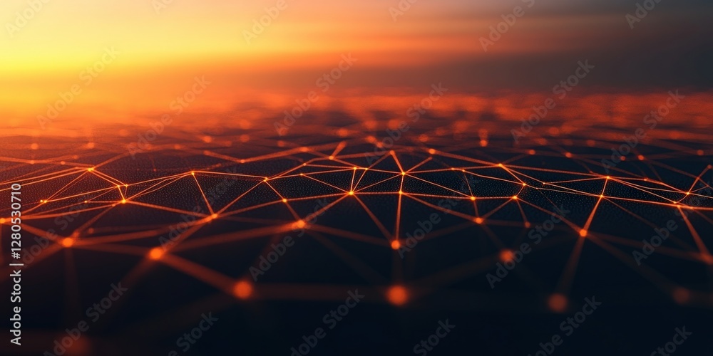 Aufkleber abstract background with orange lines and emerging light at dusk