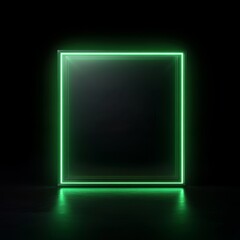Bright glowing square neon frame with green light emitting a futuristic and modern aesthetic
