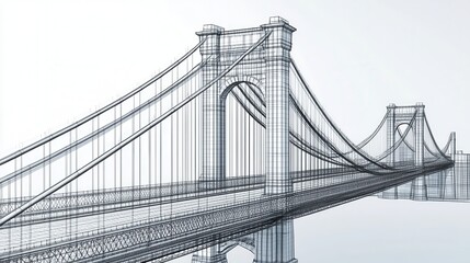 Fototapeta premium Wireframe Model of a Bridge in a Minimalist Architectural Style