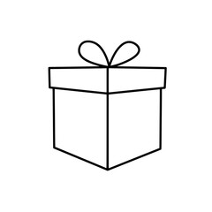 Simple Gift Box: A minimalist line art of a gift box, complete with a ribbon, suitable for any occasion. The clean design, perfect for conveying a message of giving and receiving.