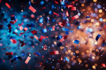 Colorful Confetti Falls in Celebration at a Lively Party With Festive Atmosphere and Bright Lights