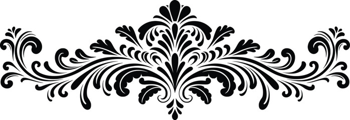 Obraz premium Vintage damask baroque ornament with floral retro antique style. Acanthus pattern foliage swirl design element wedding decoration. Isolated on white background.