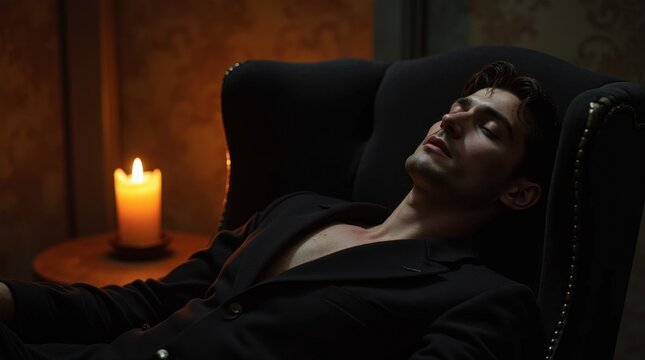Vampire Noble in Candlelit Chamber